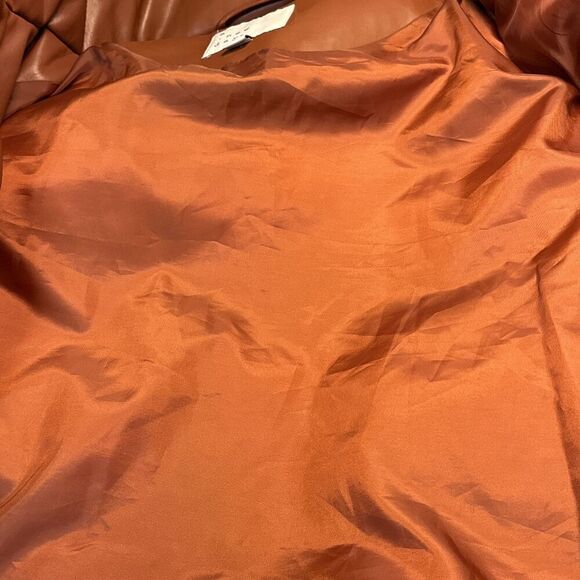 A New Day Faux Leather Cropped Puffer Jacket Brown Women’s Large - Picture 11 of 11